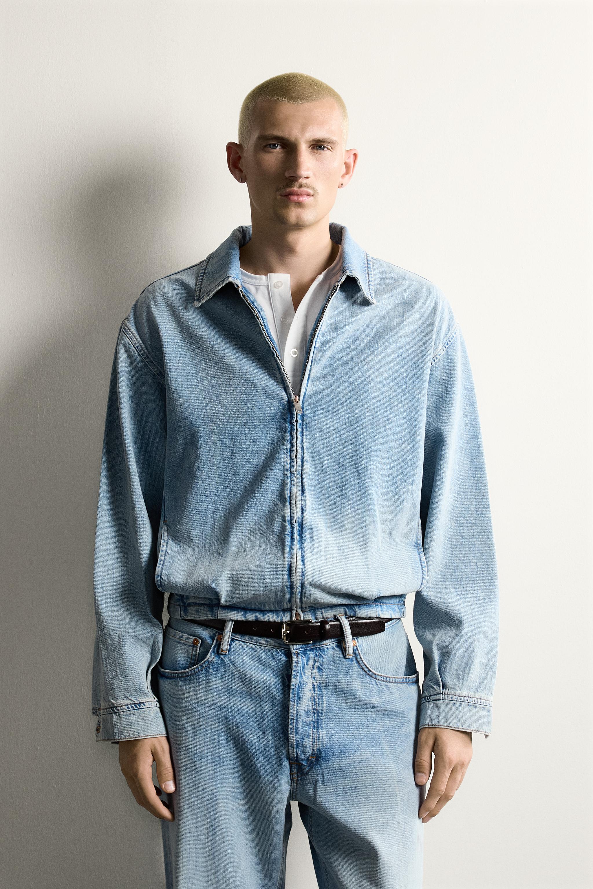 WASHED DENIM ZIP-UP JACKET